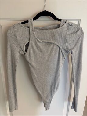 Citizens Of Humanity Asymmetrical Cutout Ribbed Bodysuit - Light Gray
